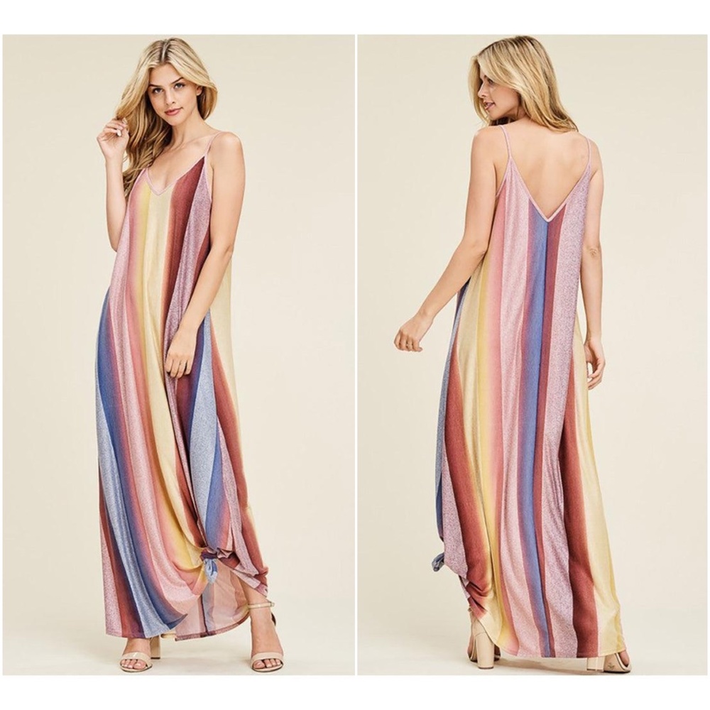 032 Boho Stripes Cami Maxi Dress - Picture 2 of 2